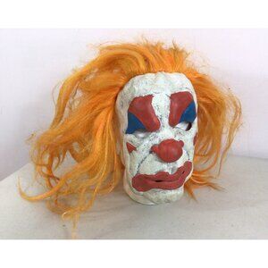 Scary Halloween Clown Mask with Orange Hair